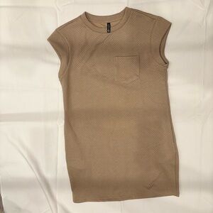 Elegant Tan Cap Sleeve Mini Dress